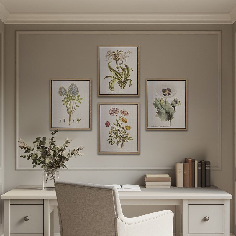 Herbal Botany 4 - piece Botanical Illustration Framed Canvas Wall Art Set - Quahog Bay Bedding