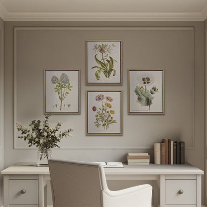 Herbal Botany 4 - piece Botanical Illustration Framed Canvas Wall Art Set - Quahog Bay Bedding