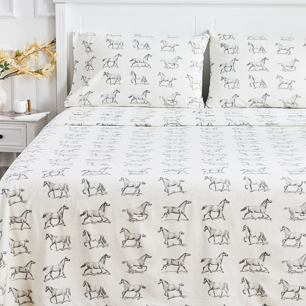 Horses Flannel Sheet Set - Quahog Bay Bedding