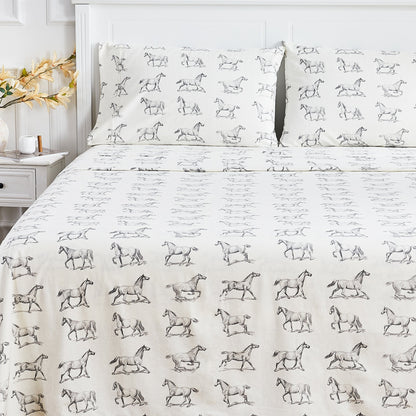 Horses Flannel Sheet Set - Quahog Bay Bedding