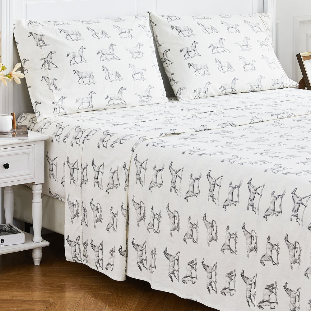 Horses Flannel Sheet Set - Quahog Bay Bedding