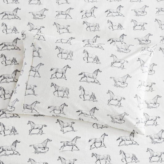 Horses Flannel Sheet Set - Quahog Bay Bedding