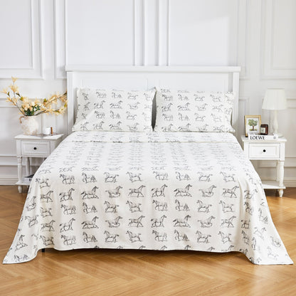 Horses Flannel Sheet Set - Quahog Bay Bedding