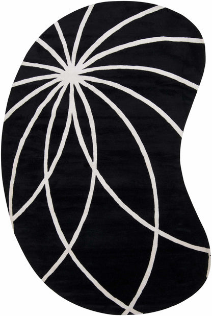 Davison Black Geometric Wool Carpet