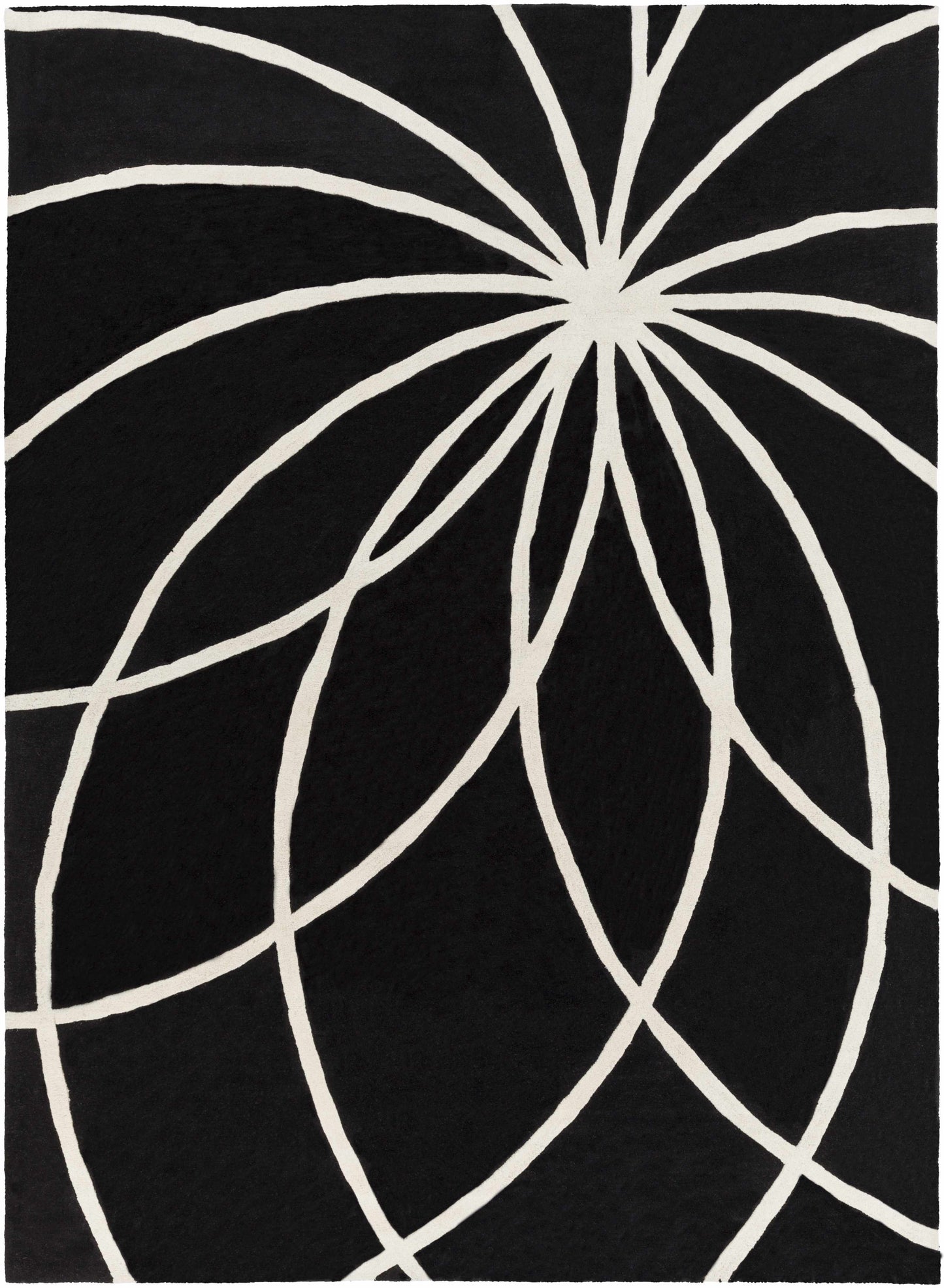 Davison Black Geometric Wool Carpet