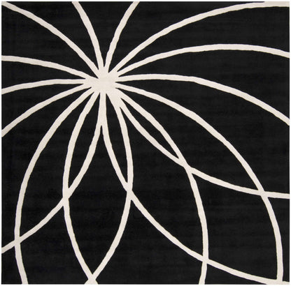 Davison Black Geometric Wool Carpet