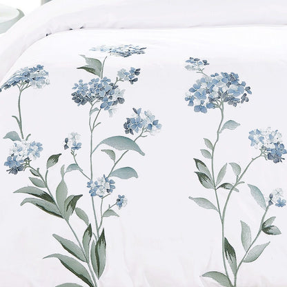 Hydrangea Floral 100% Cotton Embroidered Duvet Cover Set