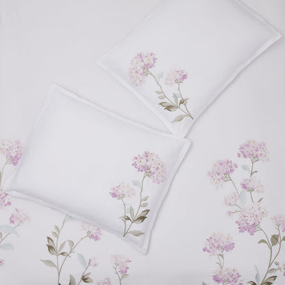 Hydrangea Floral 100% Cotton Embroidered Duvet Cover Set