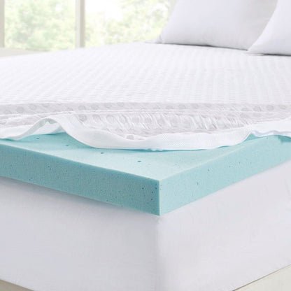 Hypoallergenic 3" Cooling Gel Memory Foam Mattress Topper with Removable Cooling Cover - Quahog Bay Bedding
