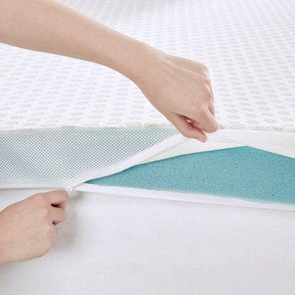 Hypoallergenic 3" Cooling Gel Memory Foam Mattress Topper with Removable Cooling Cover - Quahog Bay Bedding