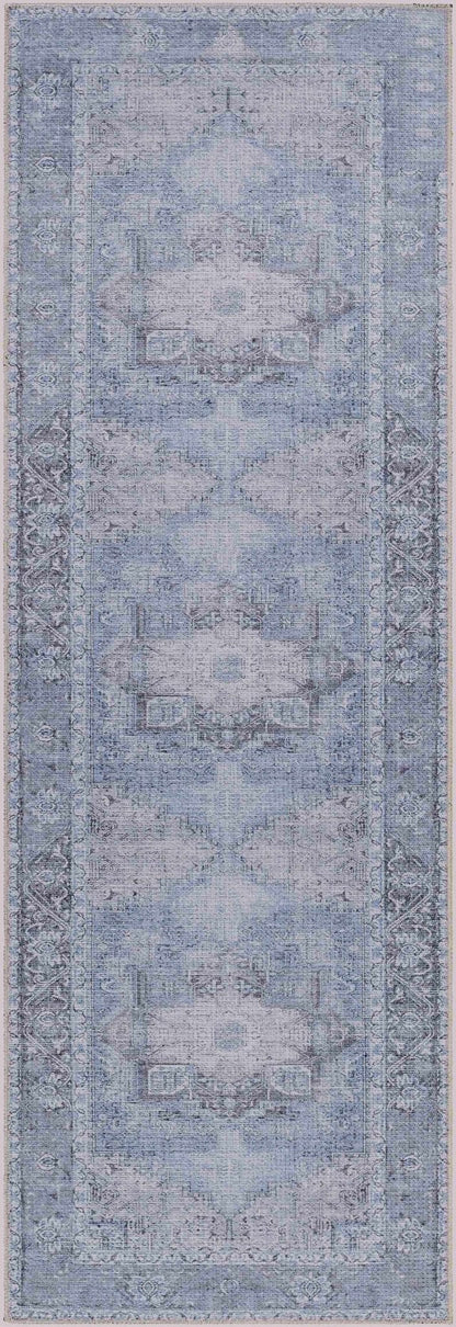 Ice Blue Flat Pile Washable Rug - Clearance - Quahog Bay Bedding