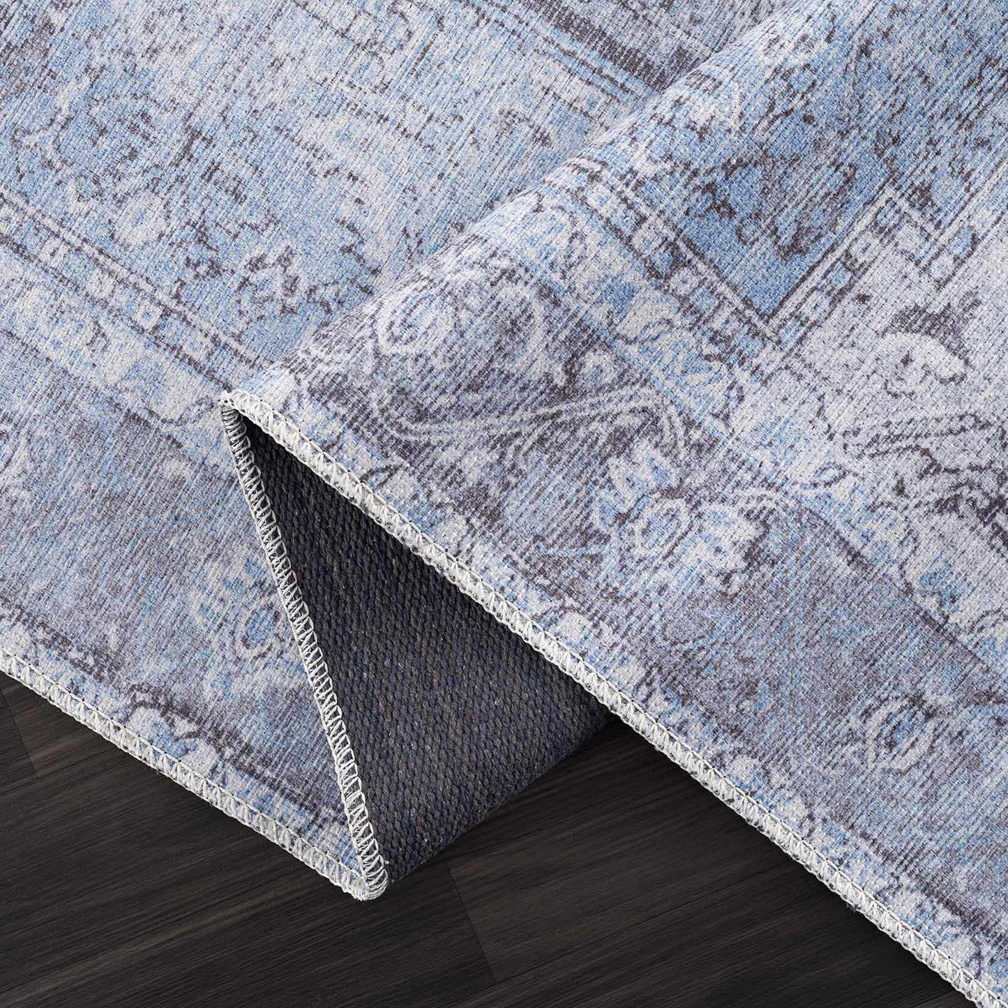 Ice Blue Flat Pile Washable Rug - Clearance - Quahog Bay Bedding