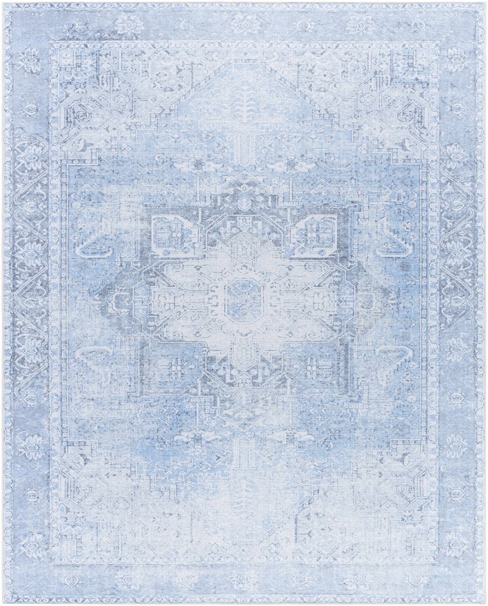 Ice Blue Flat Pile Washable Rug - Clearance - Quahog Bay Bedding