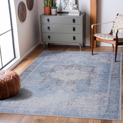 Ice Blue Flat Pile Washable Rug - Clearance - Quahog Bay Bedding