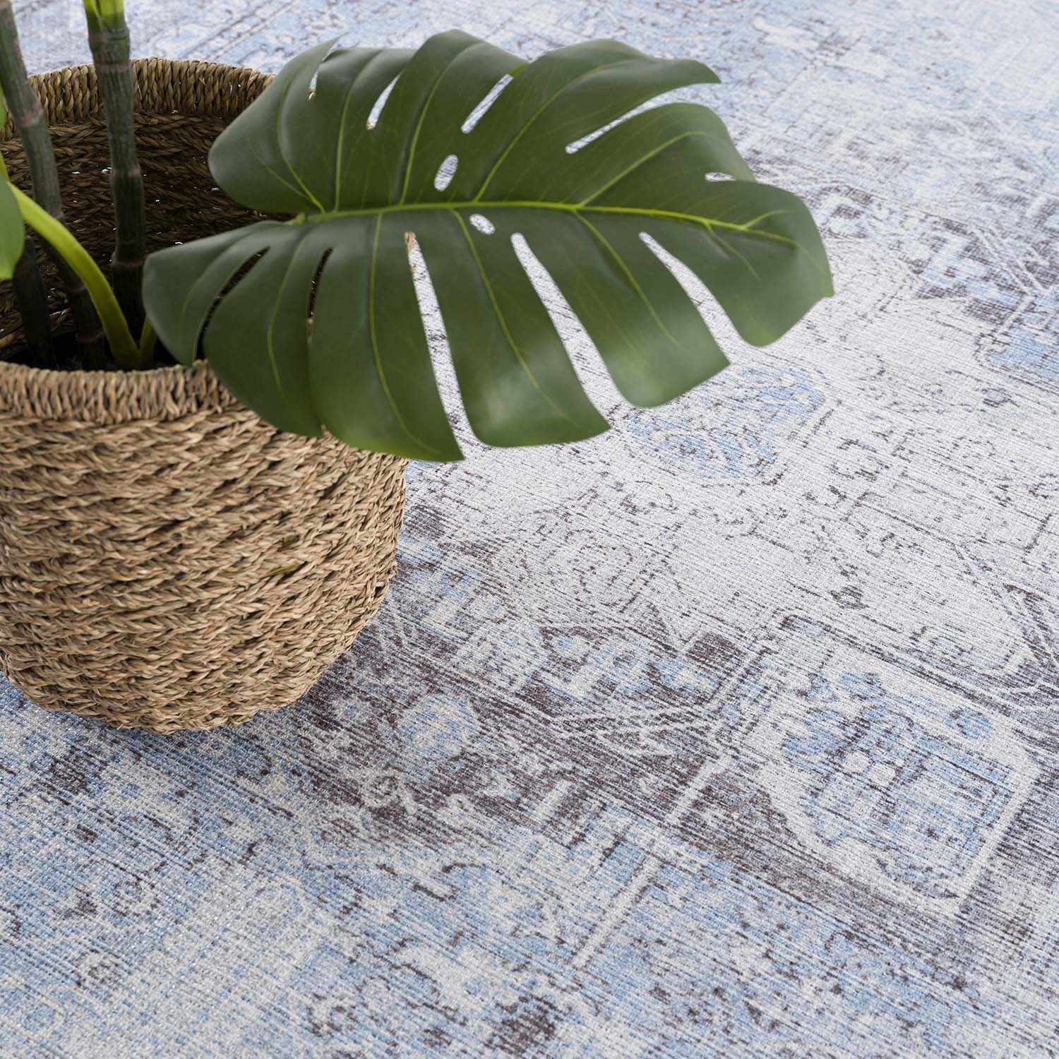 Ice Blue Flat Pile Washable Rug - Clearance - Quahog Bay Bedding