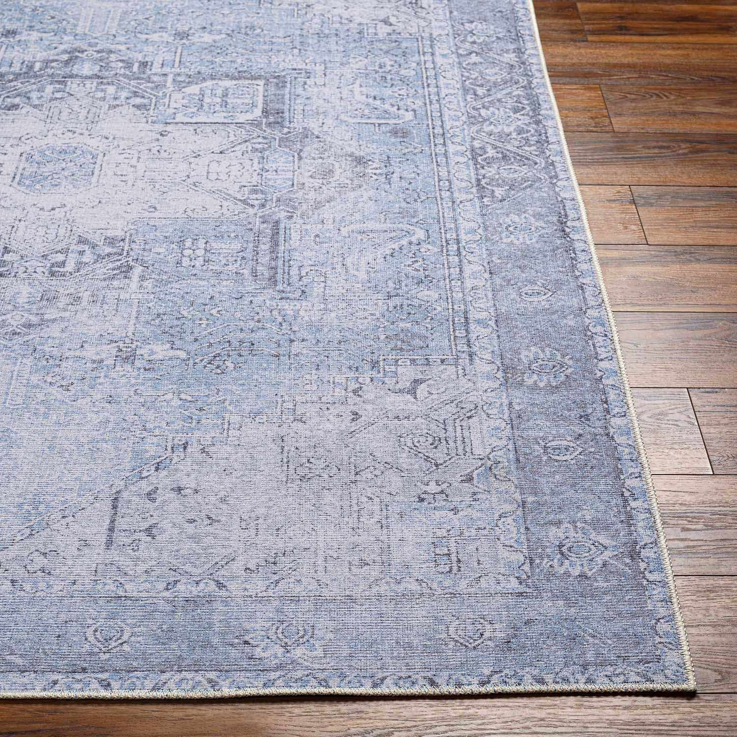 Ice Blue Flat Pile Washable Rug - Clearance - Quahog Bay Bedding