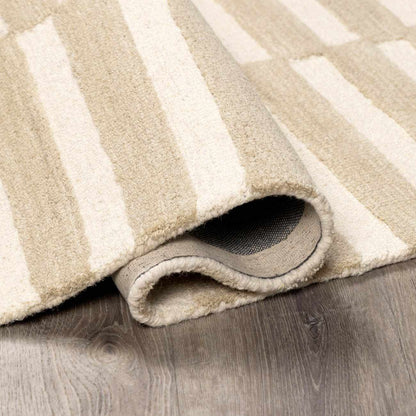 Idaho Broken - Striped Beige Area Rug | Our PNW Home X Livabliss - Quahog Bay Bedding