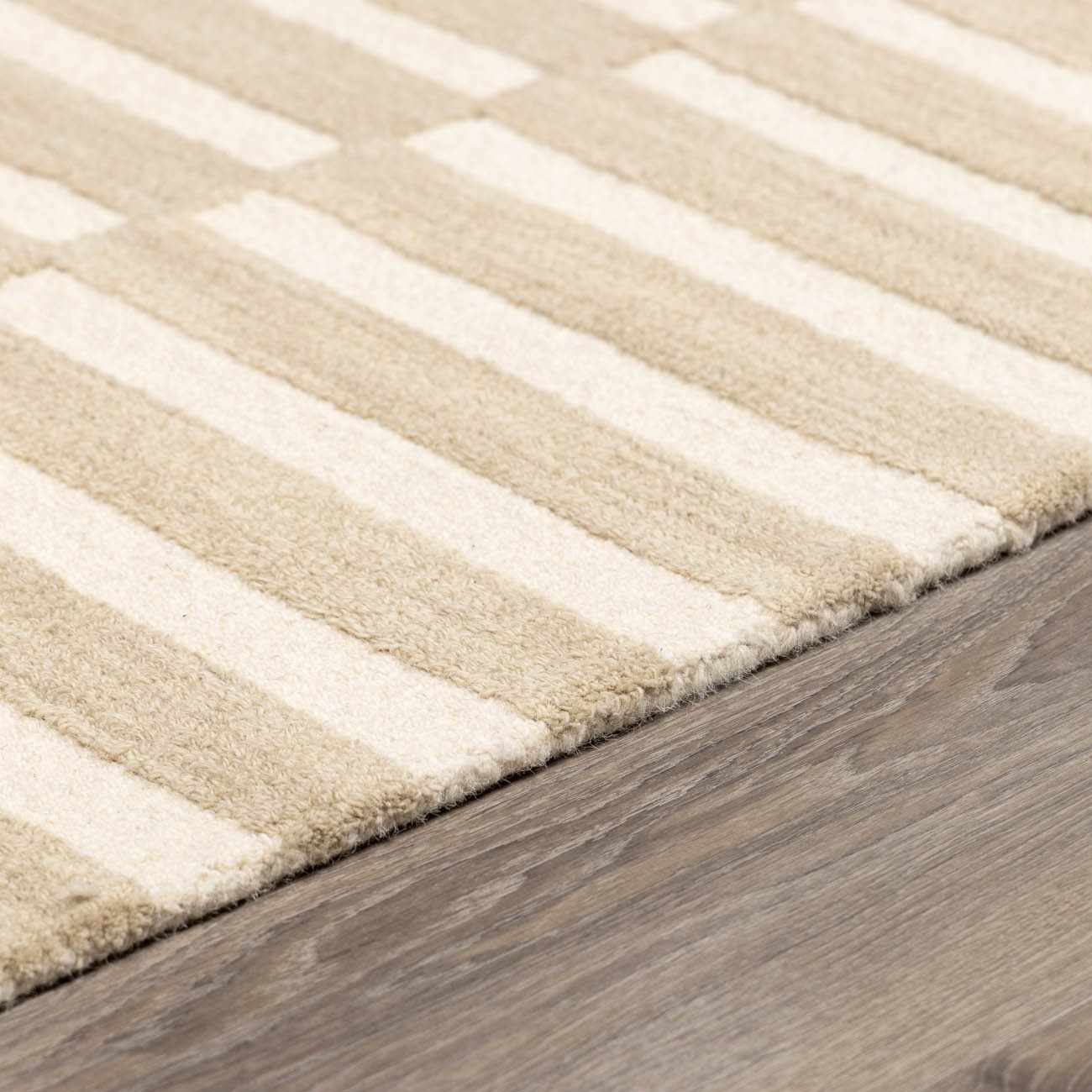 Idaho Broken - Striped Beige Area Rug | Our PNW Home X Livabliss - Quahog Bay Bedding