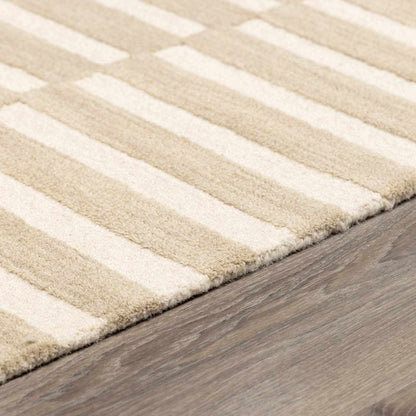 Idaho Broken - Striped Beige Area Rug | Our PNW Home X Livabliss - Quahog Bay Bedding