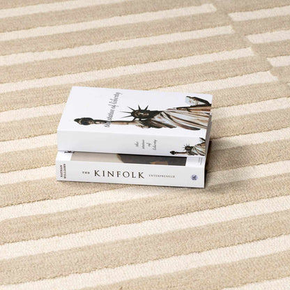 Idaho Broken - Striped Beige Area Rug | Our PNW Home X Livabliss - Quahog Bay Bedding