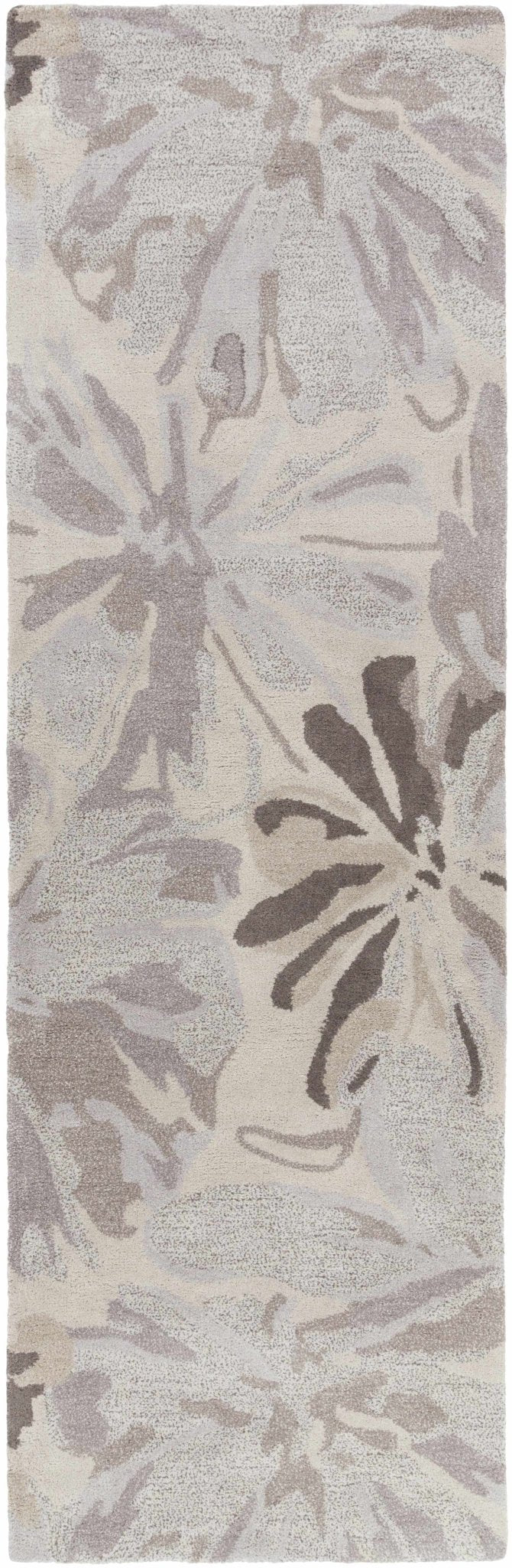 Ilfeld Athena Gray Floral Wool Rug - Quahog Bay Bedding