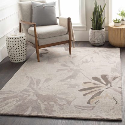 Ilfeld Athena Gray Floral Wool Rug - Quahog Bay Bedding