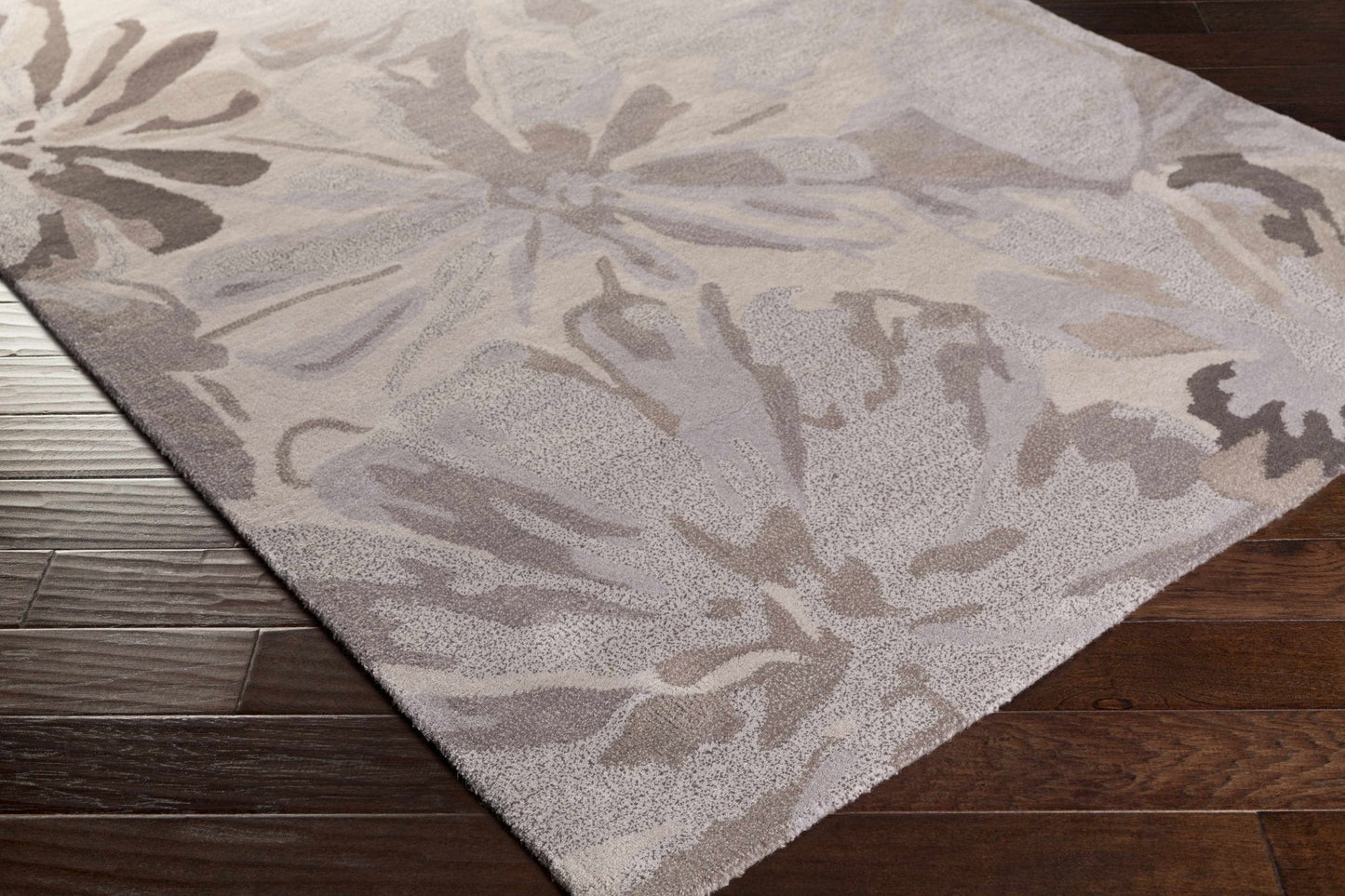 Ilfeld Athena Gray Floral Wool Rug - Quahog Bay Bedding
