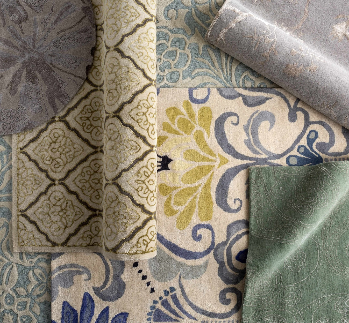 Ilfeld Athena Gray Floral Wool Rug - Quahog Bay Bedding