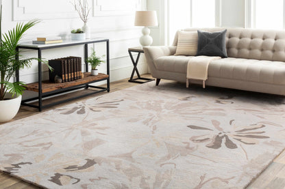 Ilfeld Athena Gray Floral Wool Rug - Quahog Bay Bedding