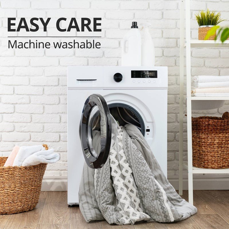 Imani Cotton Printed Duvet Cover Set with Chenille Grey - Quahog Bay Bedding