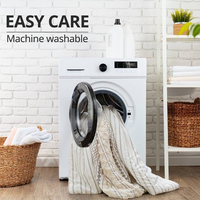 Imani Cotton Printed Duvet Cover Set with Chenille Ivory - Quahog Bay Bedding