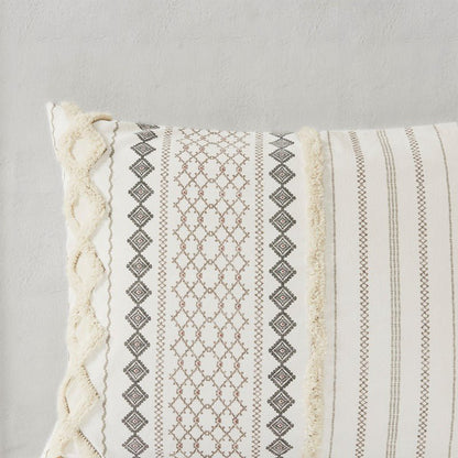 Imani Cotton Printed Duvet Cover Set with Chenille Ivory - Quahog Bay Bedding