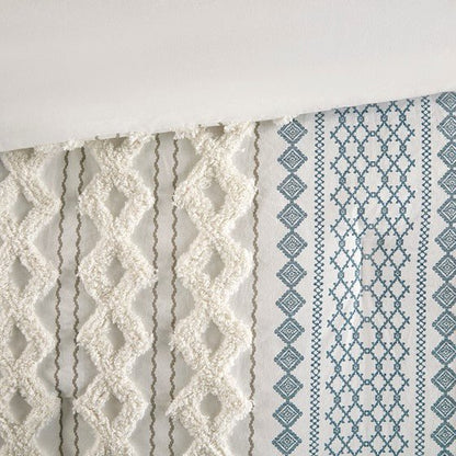 Imani Cotton Printed Comforter Set with Chenille Navy & White Hues - Quahog Bay Bedding
