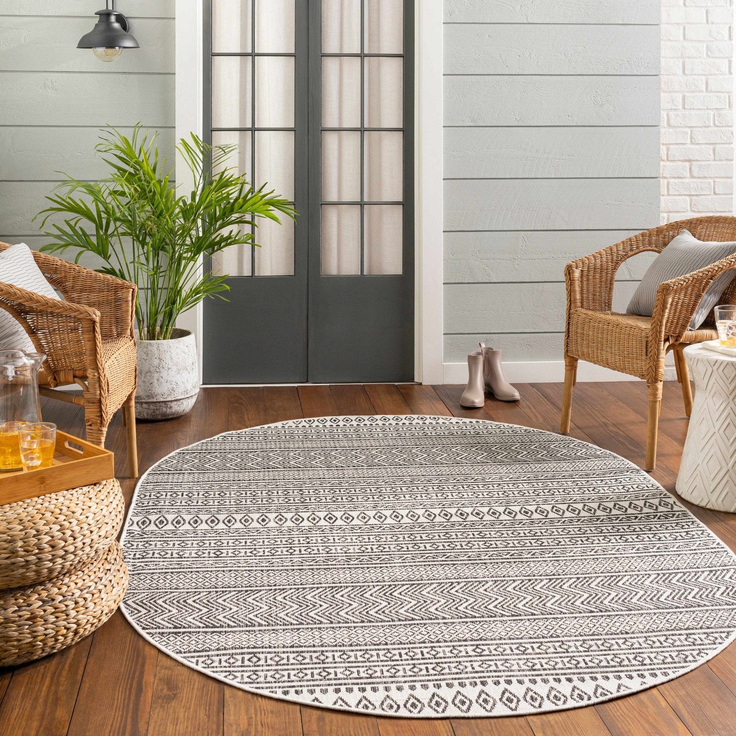 Imboden Black&White Outdoor Rug - Quahog Bay Bedding