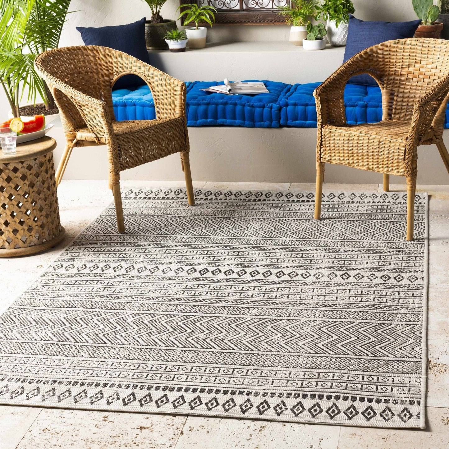 Imboden Black&White Outdoor Rug - Quahog Bay Bedding