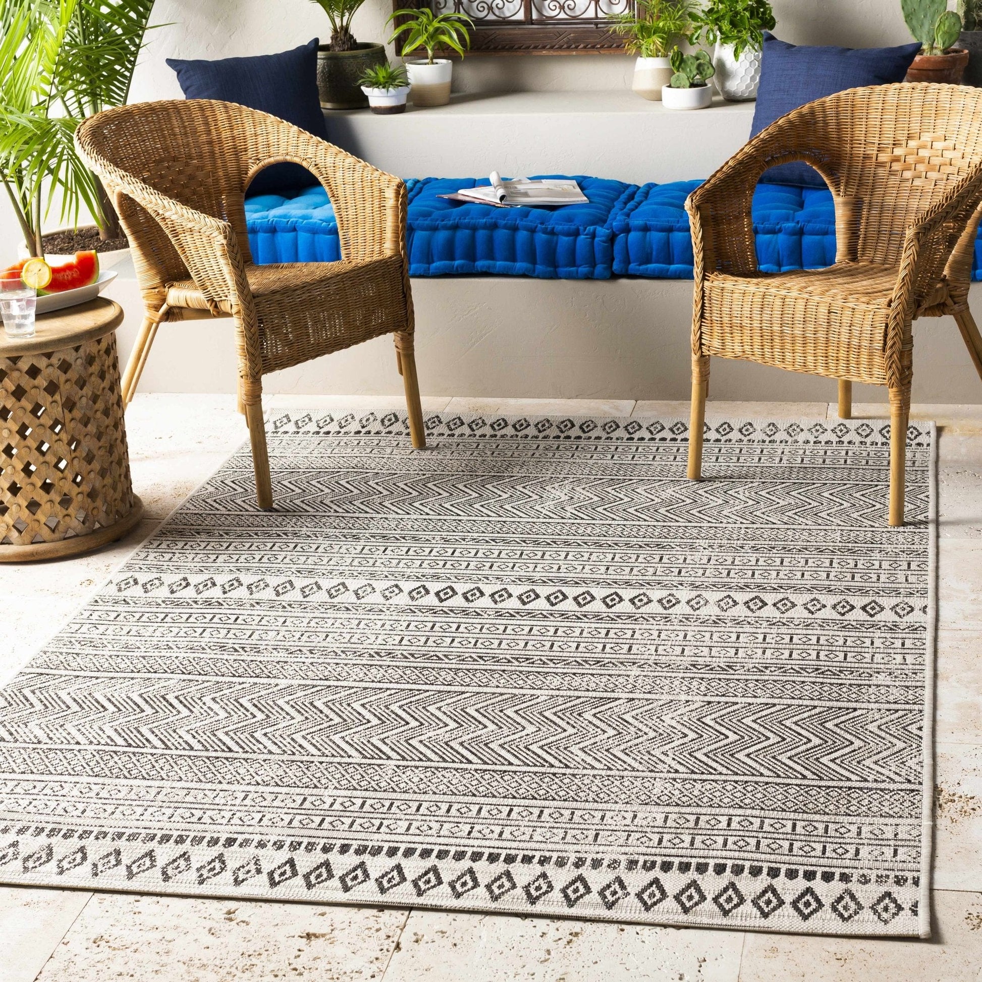 Imboden Black&White Outdoor Rug - Quahog Bay Bedding