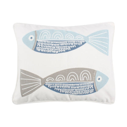 Ipanema Embroidered Fish Pillow - Quahog Bay Bedding