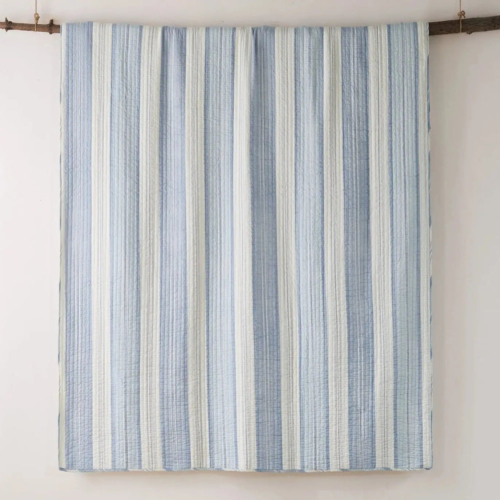 Ipanema Quilt Set: Coastal Stripe Design, Cotton - Twin/Queen/King Sizes - Quahog Bay Bedding
