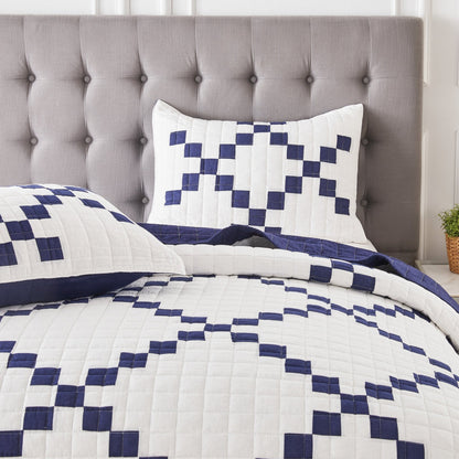 Irish Chain Patchwork Cotton Quilt Set - 100% Cotton - Quahog Bay Bedding
