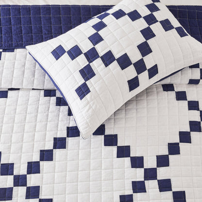 Irish Chain Patchwork Cotton Quilt Set - 100% Cotton - Quahog Bay Bedding