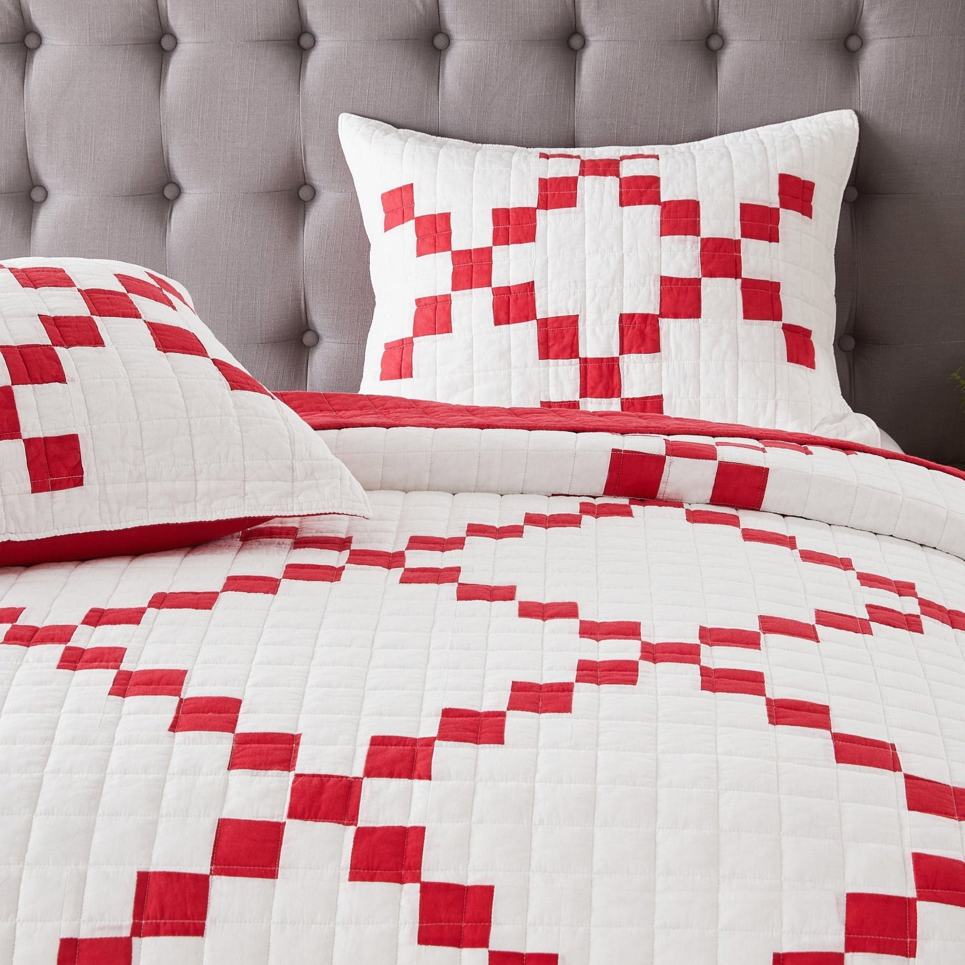 Irish Chain Patchwork Cotton Quilt Set - 100% Cotton - Quahog Bay Bedding