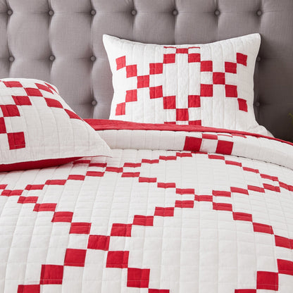 Irish Chain Patchwork Cotton Quilt Set - 100% Cotton - Quahog Bay Bedding