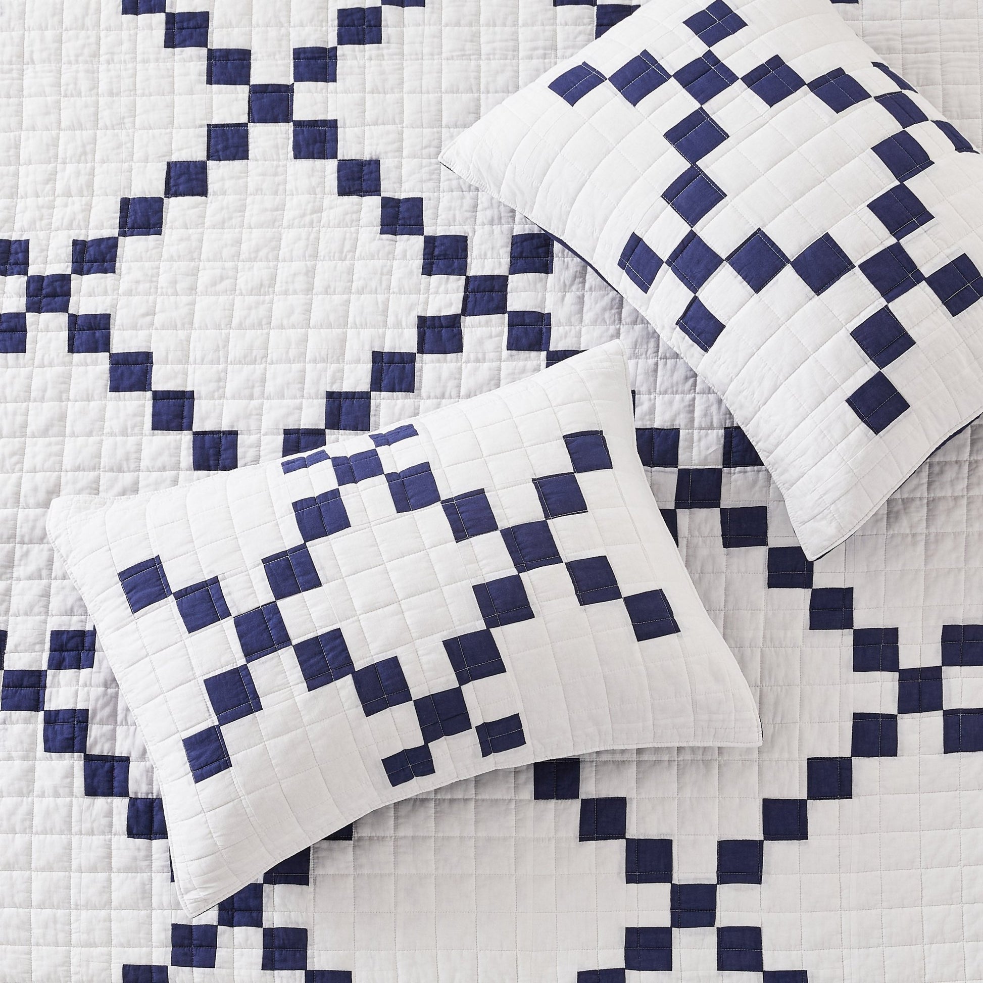 Irish Chain Patchwork Cotton Quilt Set - 100% Cotton - Quahog Bay Bedding