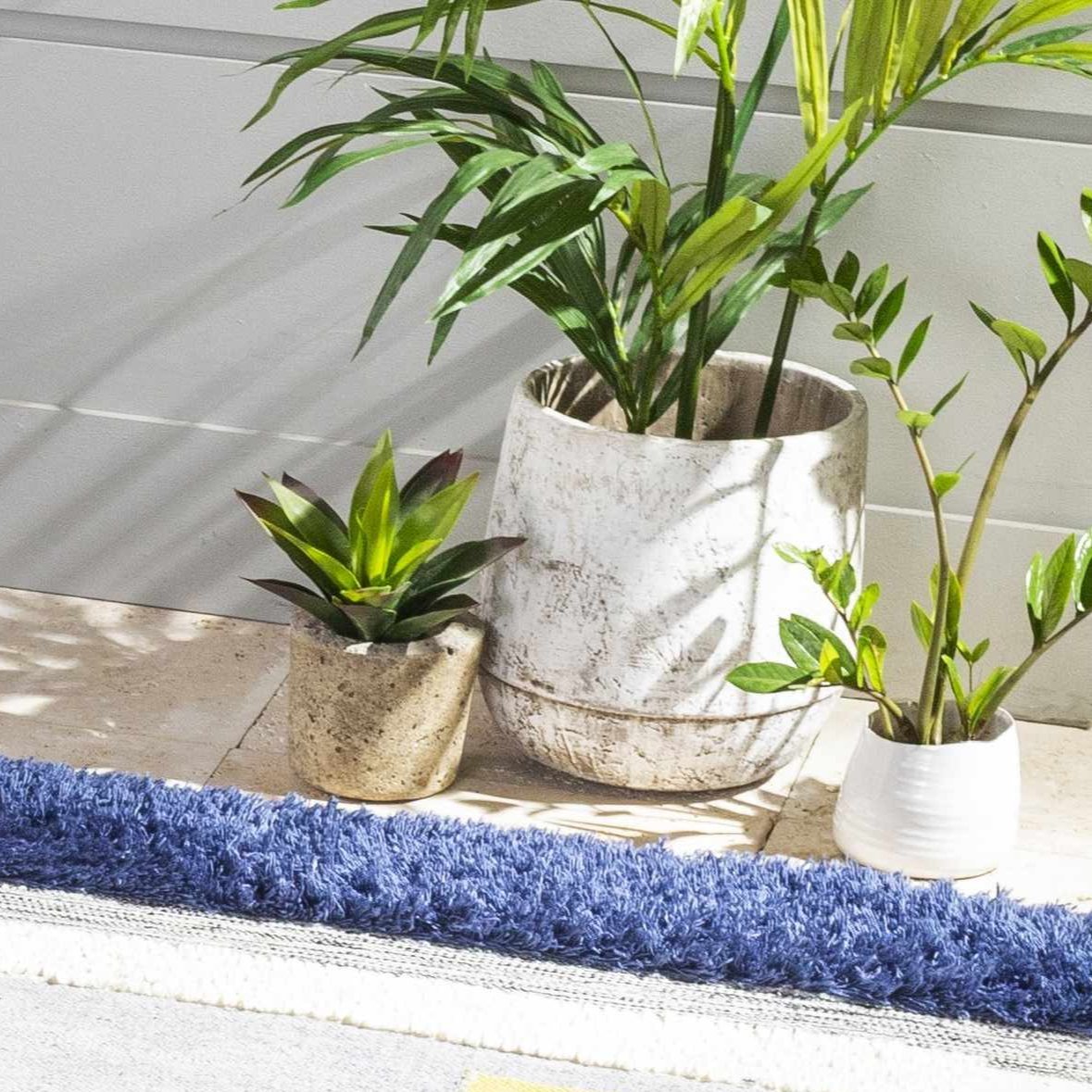 Janamuato White Geometric Cement Planter - Quahog Bay Bedding