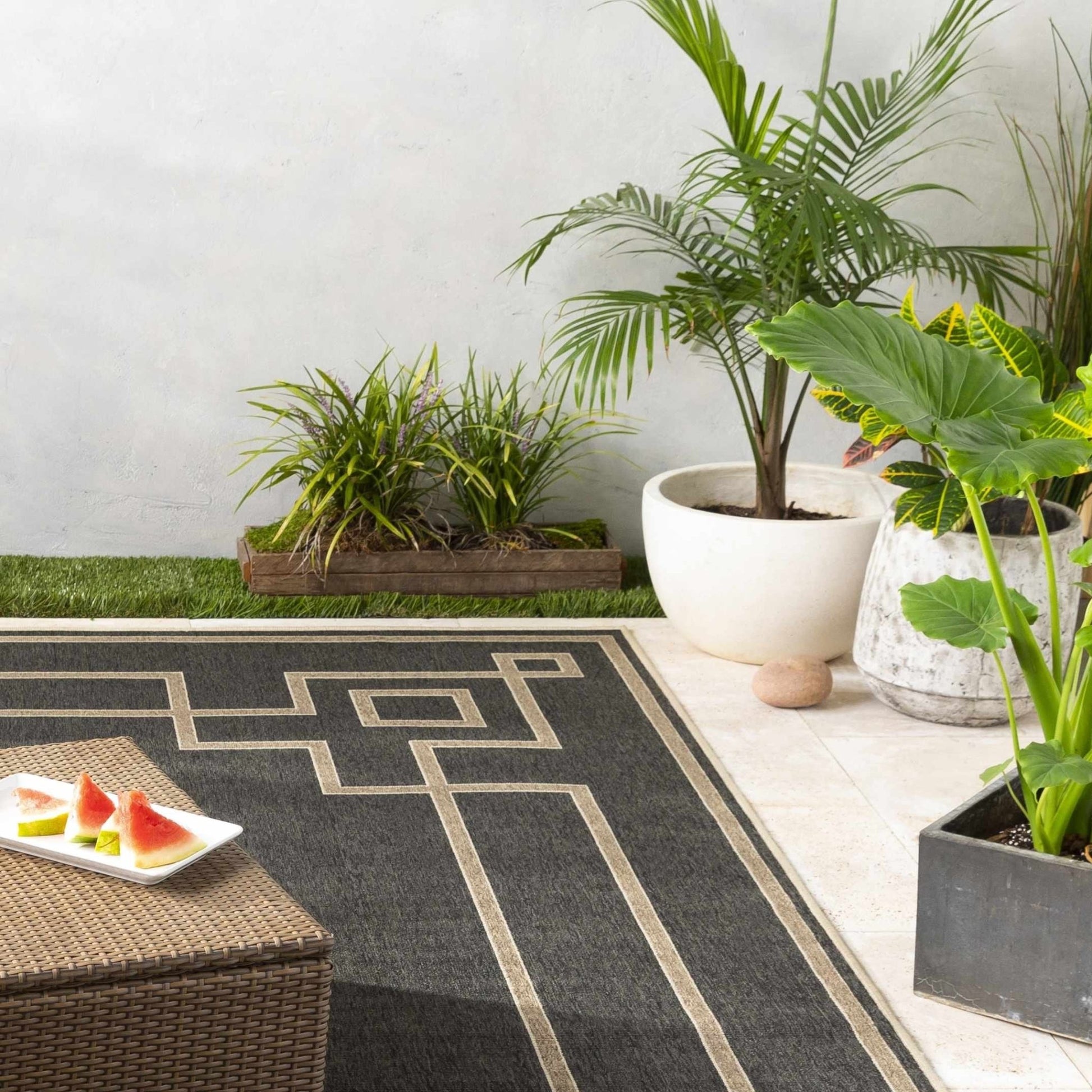 Janamuato White Geometric Cement Planter - Quahog Bay Bedding