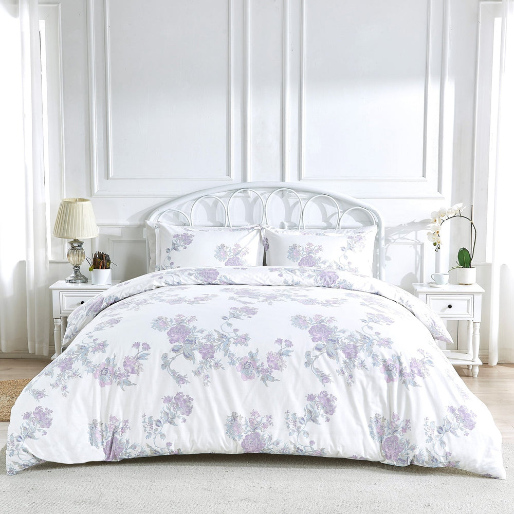 Jardin De Rose Printed Cotton Percale Duvet Set - Quahog Bay Bedding