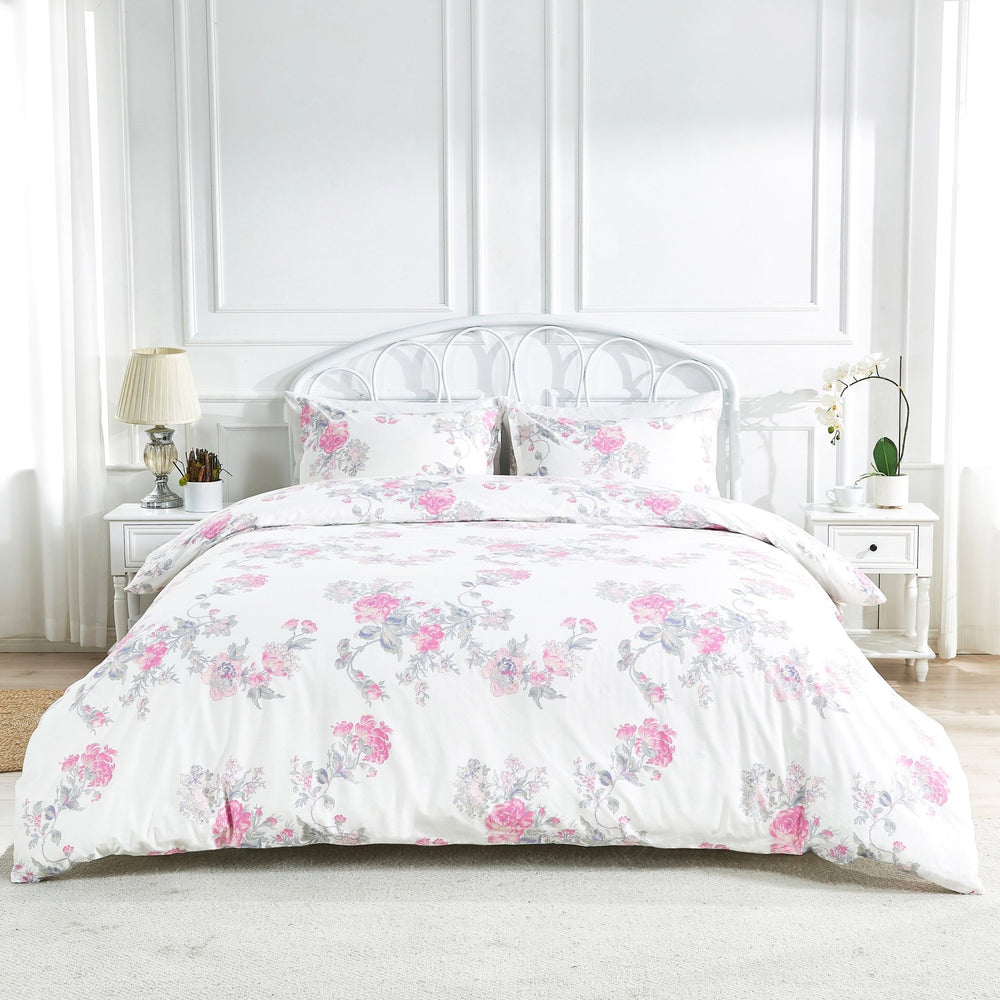 Jardin De Rose Printed Cotton Percale Duvet Set - Quahog Bay Bedding
