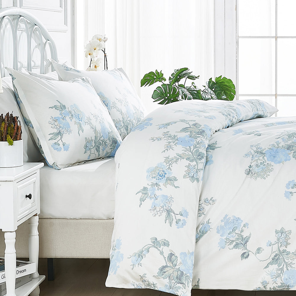 Jardin De Rose Printed Cotton Percale Duvet Set - Quahog Bay Bedding
