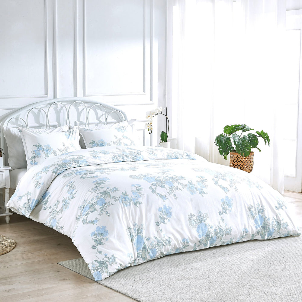 Jardin De Rose Printed Cotton Percale Duvet Set - Quahog Bay Bedding