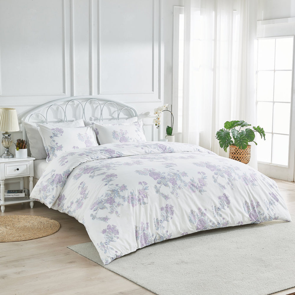Jardin De Rose Printed Cotton Percale Duvet Set - Quahog Bay Bedding